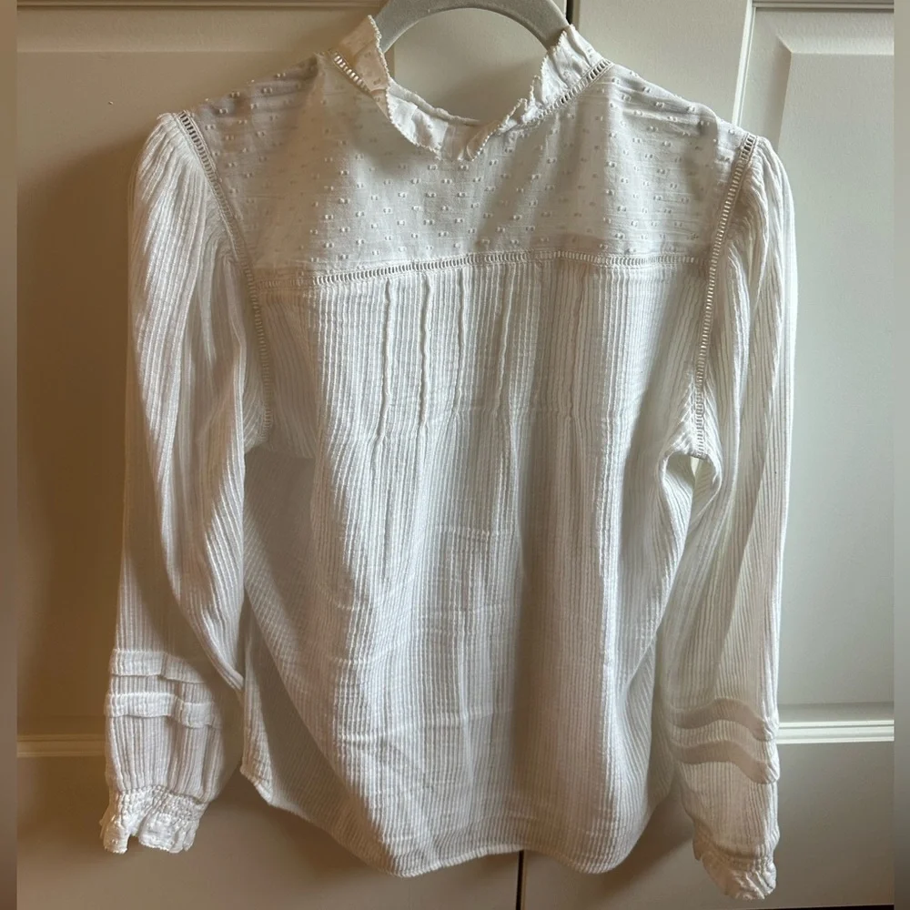 Faherty White Ruffled Button-Front Blouse - Picture 4 of 6